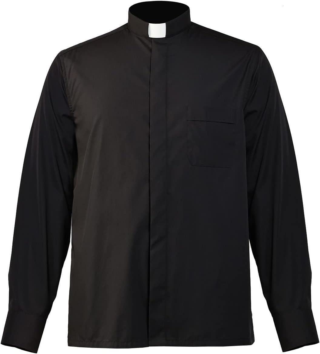 BLESSUME Church Clergy Men's Tab Collar Clergy Shirt Long/Short Sleeves