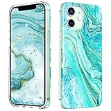 MATEPROX Compatible with iPhone 12 Pro case and iPhone 12 Cases 6.1inch,Marble Design Slim Thin Stylish Geometric Cover(Frosted Green)