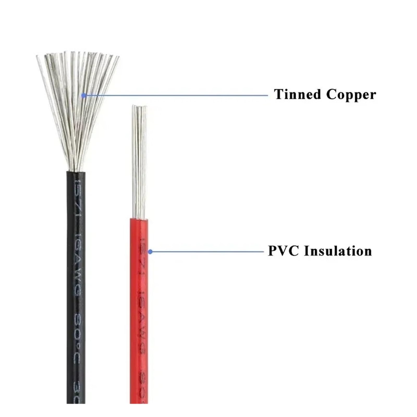 Cable electrónico UL1571 de 50M 32/30/28/26/24/22/20/18/16AWG Cobre estañado Aislado con PVC(Yellow 50m,24AWG)