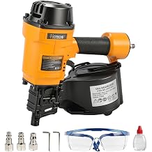 Hoteche Coil Siding Nailer, Professional Pneumatic Siding Gun for 50-70mm Nails, 300-Nail High Capacity Magazine, Industrial Power Roofing & Fencing Nailer, 70-120 PSI Working Pressure