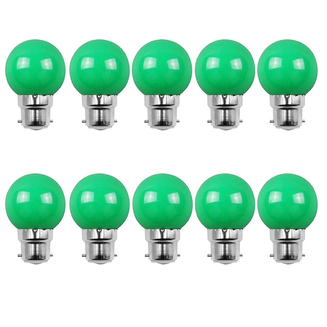 10-Pack B22 2W Bayonet Bulbs 2W Garland Party Bulbs (20W Equivalent) Green Colorful Energy Efficient Bulb for Christmas Halloween Wedding Party Decoration