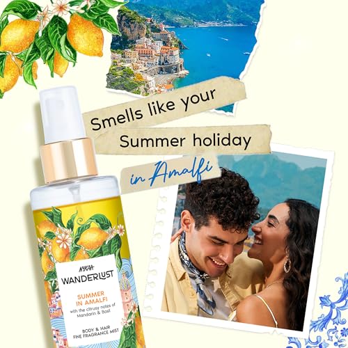Image of Nykaa Wanderlust Summer in Amalfi Body & Hair Fine Fragrance I | Perfume Mist for Women - 200 ml I Mandarin and Basil Perfume| | Long-Lasting, Travel‐Friendly, Vegan,Paraben‐Free, IFRA Certified