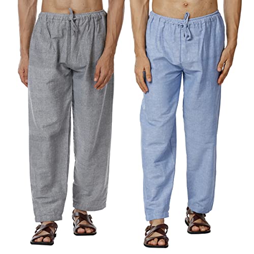 Image of Aatman One Size Men's Eco-Friendly Cotton Pyjama Pack of 2 | Fits Waist Size 28 to 36 Inches