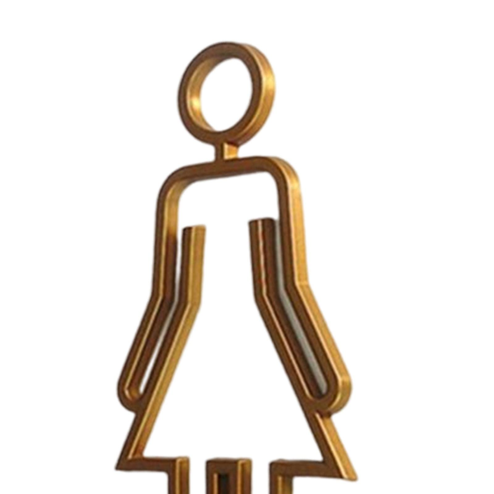 Men Women Toilet Sign, Bathroom Decor Decals, Plastic Figure Set Indicator Plaque Simple Toilet Door Sign for Shopping Center, Gold