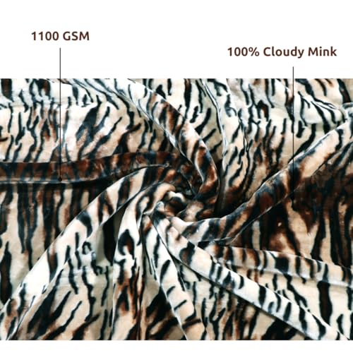 Image of Petals Dreams Blanket Single Bed for Heavy Winter,1100 GSM, 2 Ply, Cloudy Mink Blanket (170x230 cm) (Leopard 03)