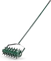 VINGLI Manual Rolling Lawn Aerator - Heavy Duty 49'' Handle, W-Shaped Blades for Effortless Soil Aeration, Green