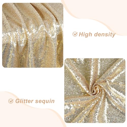 Image of PartyDelight Light Gold Sequin Backdrop 6x7ft 4 Inch Rod Pocket | Dense 3mm sequins on mesh backing with 4 inch rod pocket for full body photos ceremony arches party walls and stage displays