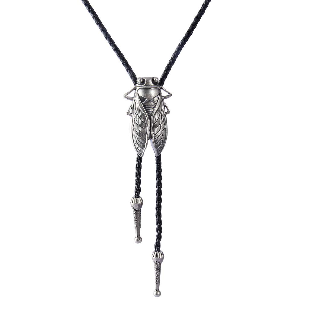 COOLLA Bolo tie- Handmade Western Cowboy Black Vintage Cicada Pendant for Women,Men