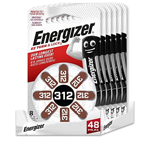Energizer   Pack de 48 Pilas Especiales de audífono tamaño 312 una Pila para una Necesidad, sin Mercurio añadido y Potencia para Dispositivos pequeños