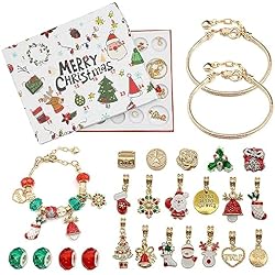 Pulseras De Mejores Amiga Calendario de Adviento de joyería de Navidad 2023, juego de 24 pulseras de Navidad con temática navideña, kit de fabricación de pulseras de abalorios, el mejor calendario de cuenta regresiva de