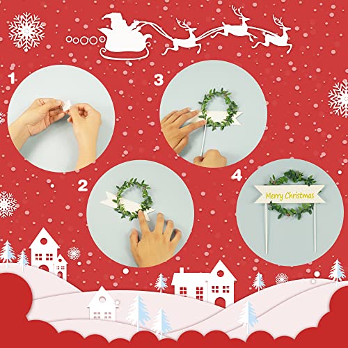 14Pcs Christmas Cake Topper Merry Christmas Cake Decorations With Snowman Deer Santa Pine Tree For Xmas Winter Holiday Cake Decor Christmas Theme Party Supplies (Red) #TOP2