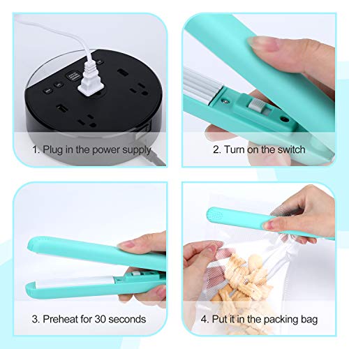 Food Bag Heat Sealer Handheld, Portable Mini Sealing Machine For Bag Food Storage, Double Smart Switches On The Side With 47 Inch Separate Type Power Cable (Green) #TOP1