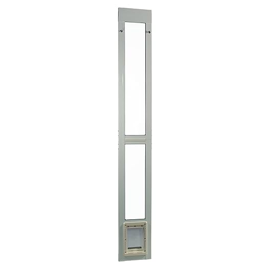 Ideal Pet Products ALUMINUM Modular Pet Patio Door, Assembled Adjustable Height 77-5/8" To 80-3/8", 5" x 7" Flap Size, White