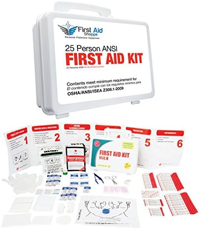 First Aid Kit 25 Person: Complete ANSI · Emergency Preparedness Kit · Business · Home · Camping · Boat · Outdoors · Sports