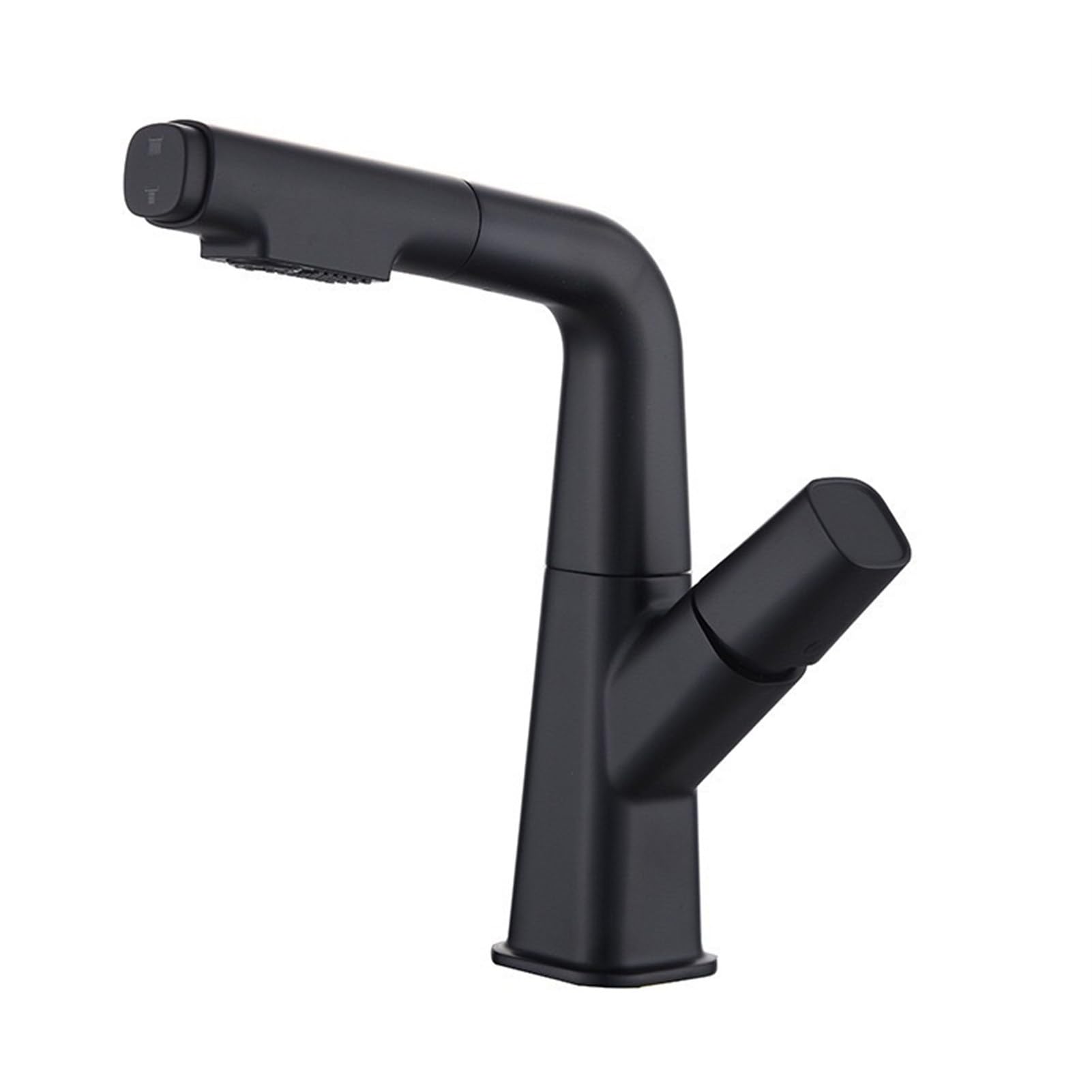 Robinet de salle de bain moderne noir anti-traces avec poignée unique fluide