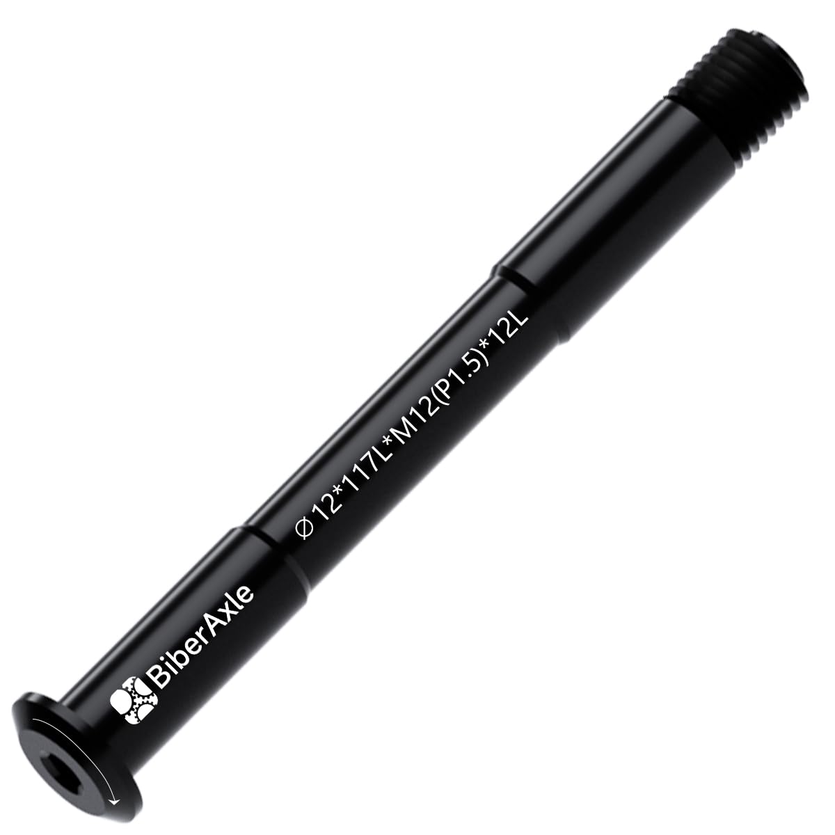 BiberAxle 12 mm Thru Axles for Bicycle Forks and Rear Bicycle Frame, Mountain Bike and Road Bikes, Aluminium Alloy Hub Adapter Axle (Thread Pitch: 1.5 mm/Length: 117 mm)