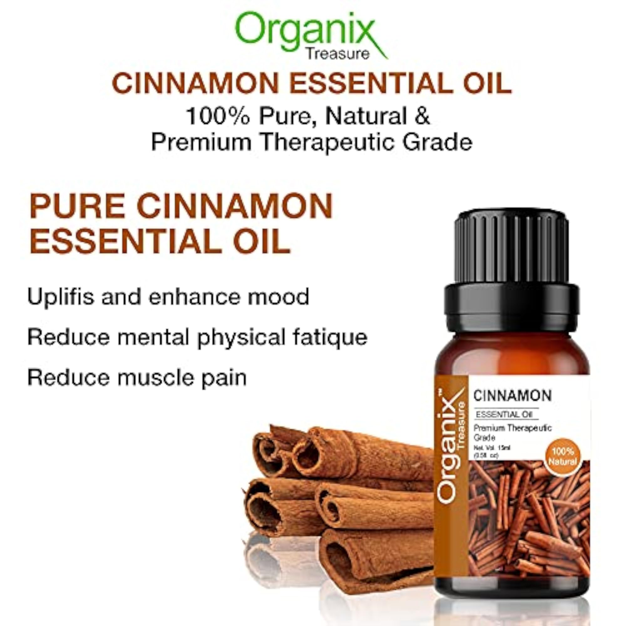 Pure & Natural Cinnamon Essential Oil, 15ml
