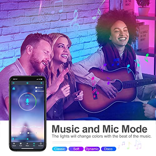 Image of PSTAR Led Lights for Bedroom,32.8ft Music Sync Color Changing RGB led Strip Lights with Remote App Control Bluetooth LED Lights,USB-Powered,for Room TVs Computer Home Cinema Party Decorations