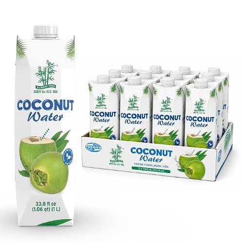 BAMBOO TREE Coconut Water – 100% Natural & Fresh – Gluten Free & Halal – Never from Concentrate – No Preservative – No Artificial Color – Sports Drinks – 33.8 Fl Oz (Pack Of 12)