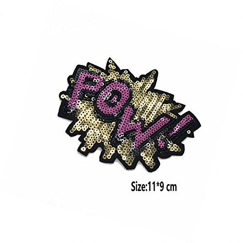 Rose Red Sequins Lip Flower White Star Embroidered Iron On Sew On Badge Applique Patches (Color F) #TOP2