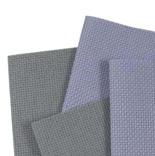 Image of KCS 4 /6 pc of 12 inch x 18 inch(30cmx45cm) 16 Count Cotton Aida Cloth Cross Stitch Fabric (4 pc,Light Steel Grey+Medium Grey)