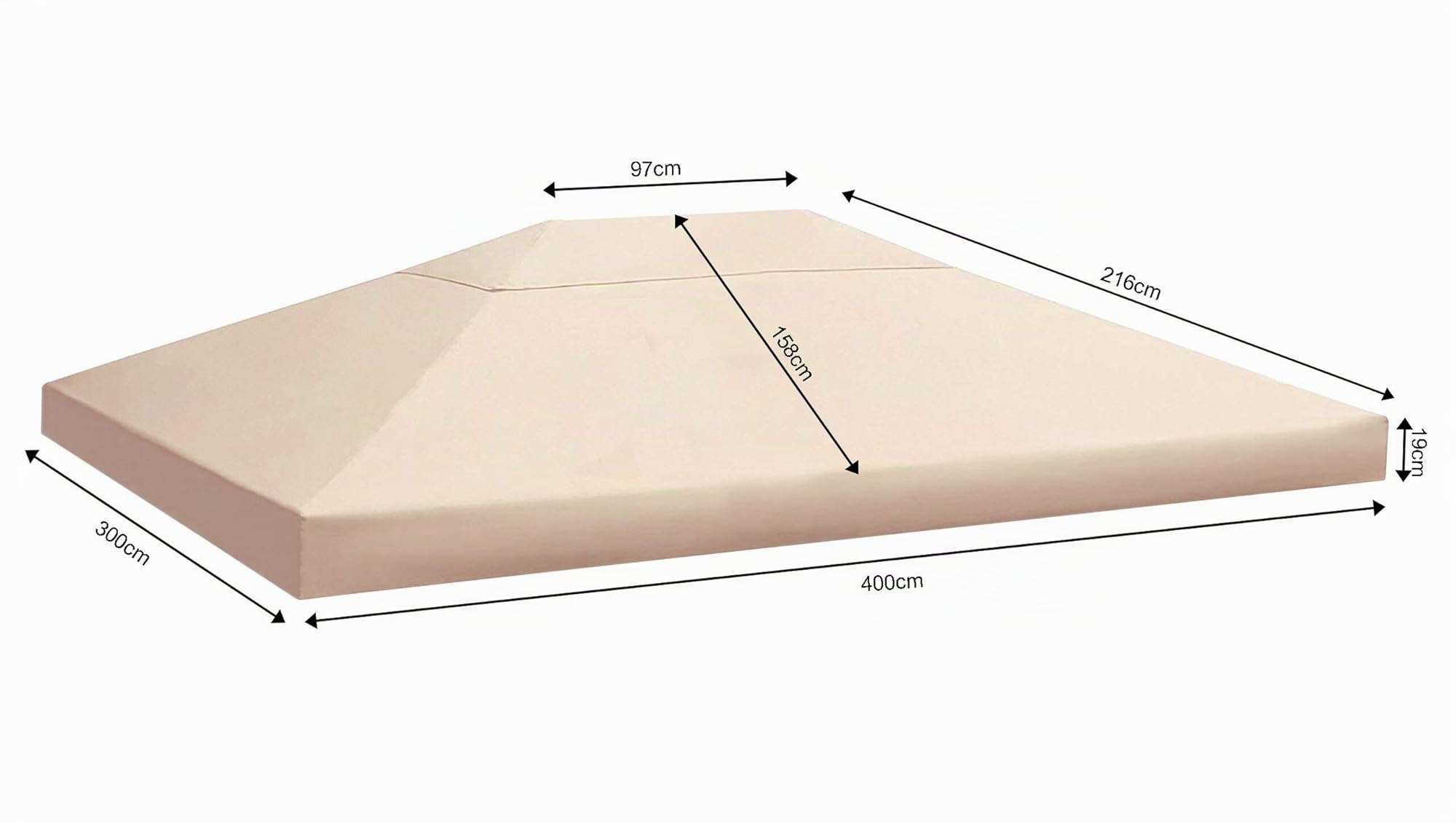 Quick-Star Toit de Rechange pour pavillon de Jardin 3 x 4 m