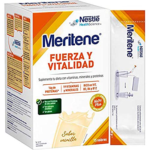 Meritene Fuerza y Vitalidad Batido Sabor Vainilla, 15 Sobres DESCUENTO 2 Euros