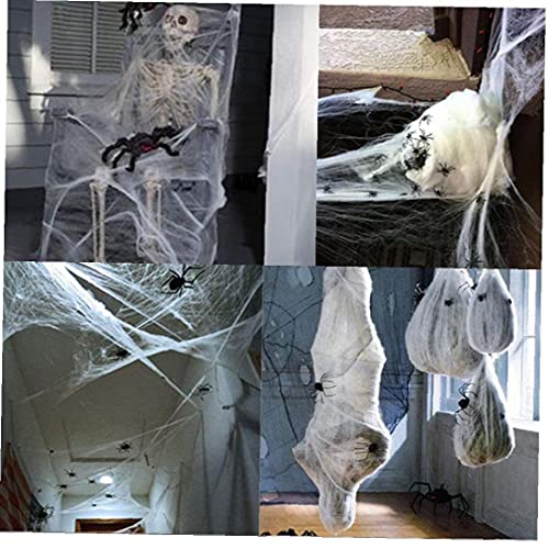 LjzlSxMF Halloween benodigdheden, Halloween Stretchable Spider Web Decoratie 60g spinnenwebben met 60 spinnen voor… - Afbeelding 8