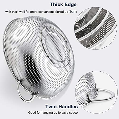 HaWare Colander Stainless Steel, 5-Quart Large Colanders with Handle & Base, Metal Micro-Perforated Strainer for Kitchen Pasta/Vegetable/Rice/Fruit/Food - Dishwasher Safe(28cm) - Image 5