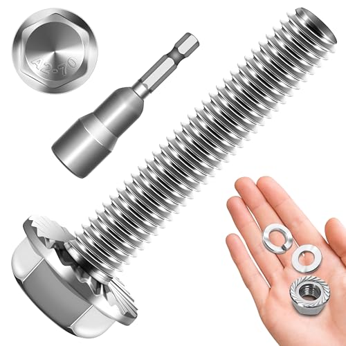 M6x1.0 Bolt (10 Sets) M6 x 35mm Flanged Hex Head Nuts and Bolts, M6 Flange Hexagon Screws with Nuts and Washers, 304 Stainless Steel 18-8 Metric Bolt Assortment, DIN 6921, By Mywish