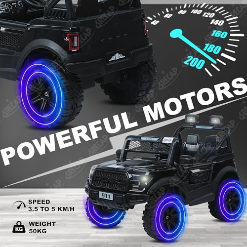 SRECAP Battery Operated 4X4 Big Size Jeep 12V Battery Jeep Battery Operated Ride On - Black, kids - Image 6