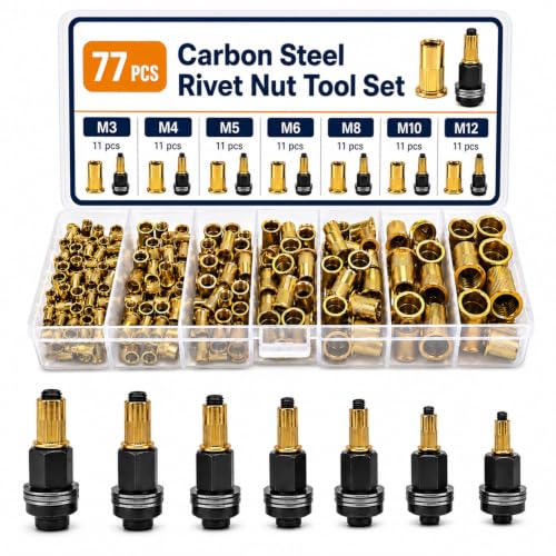 Heavy Duty Carbon Steel Head Rivet Nut Tool Kit M3 M4 M5 M6 M8 (M3-M12)