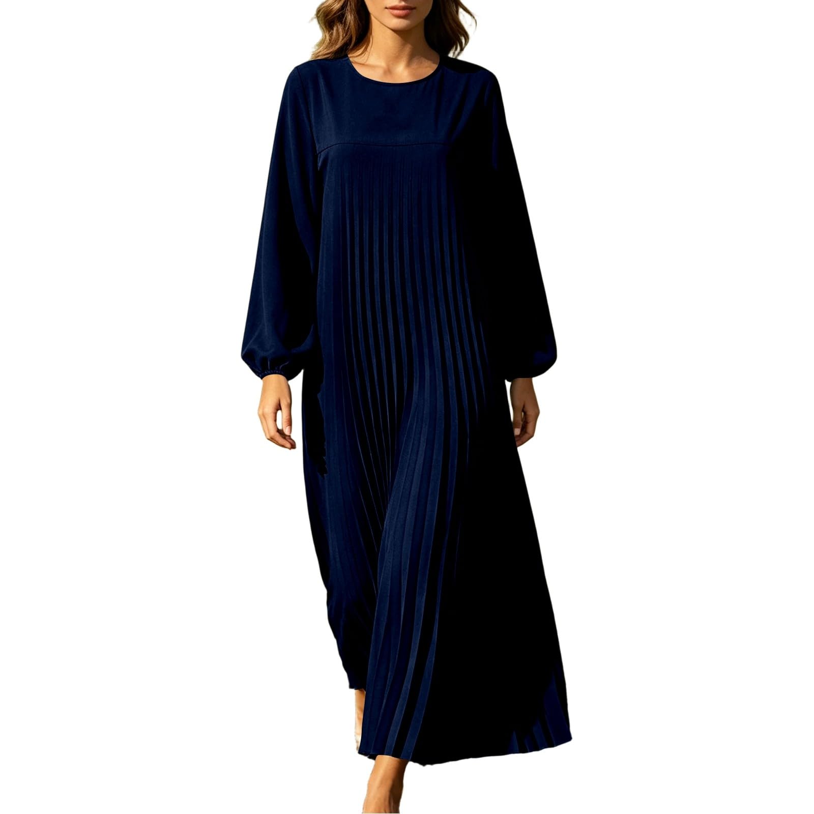 Jupe Femme Midi Robe Décontractée Discrète Marché Estival Silhouette Stable Silhouette Midi Polyester Souple Col Net Plissé Léger Longueur Polyvalente Équilibre Léger Couleur Variante Taille STANDARD