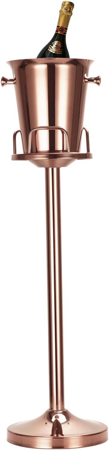 Champagne Bucket with Stand,Ice Bucket with Stand Stainless Steel Bucket Wine Chiller On Stand 12Lb Hammered Tall Ice Bucket Stand for Party Bar Ktv Bbq Home,3ft (rose gold, 1 pack) 1 pack Rose Gold