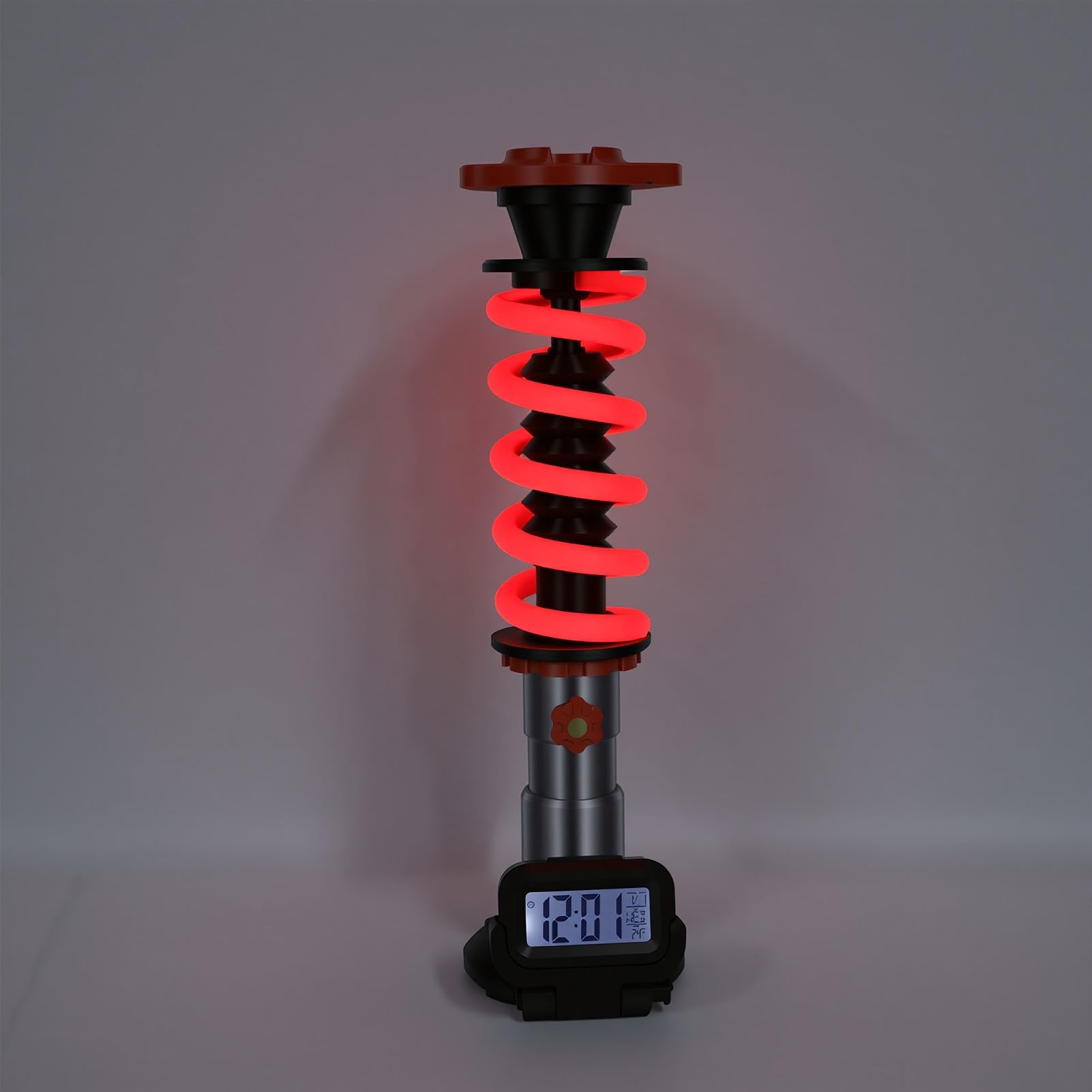 banapoy Lampada da Tavolo Ammortizzatore con Orologio Digitale | Lampada da Notte a LED in Stile Industriale, 3 Livelli di luminosità, Sveglia Digitale con Stampa 3D, Decor da scrivania