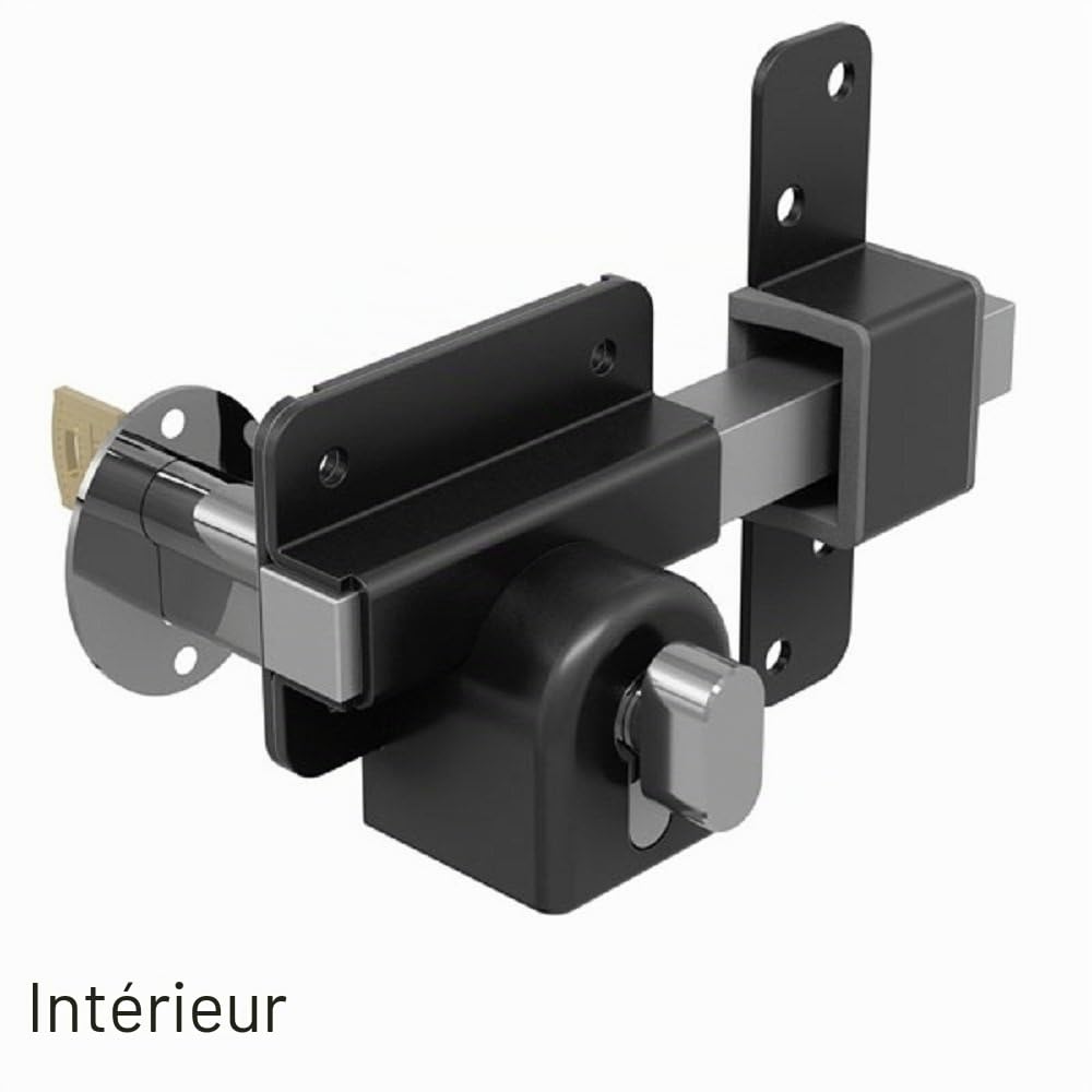 Gatemate 1490116 Euro Profile Serrure de porte de garage à longue portée 70 mm avec 5 clés et bouton tournant