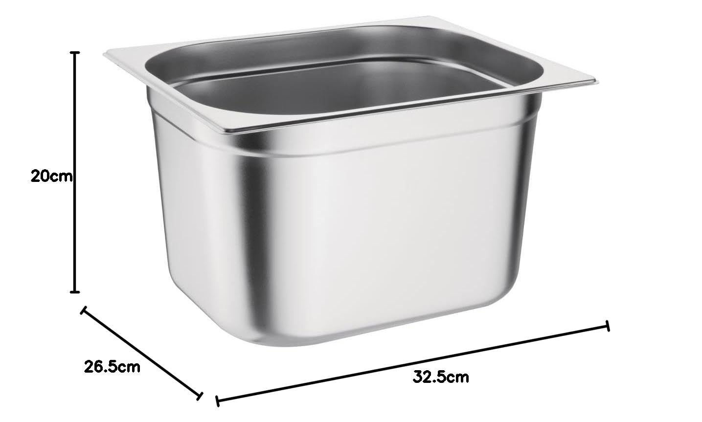 Vogue K932 acero inoxidable 1/2 Gastronorm Pan, 200 mm