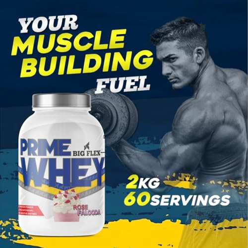 Image of Bigflex Prime Whey Protein 2Kg ROSE FALOODA | 24g Protein Per Serving | 5.3g BCAA | No Added Sugar | Faster Muscle Recovery & Improved Strength 60 Servings.