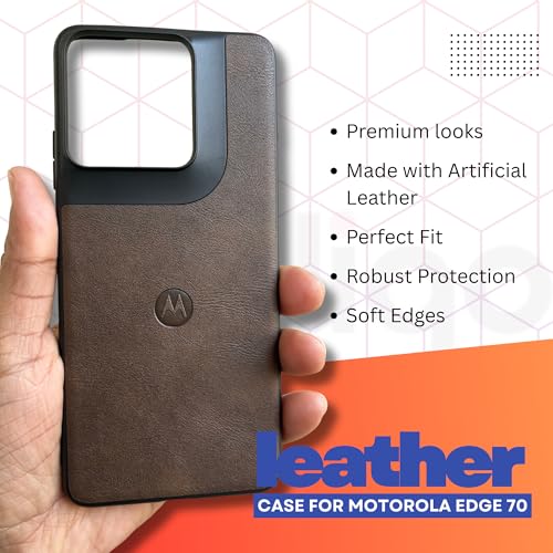 Image of Premium Leather Back Cover for Motorola Edge 70 5G | Slim & Stylish Protective Case with Soft Edges | Shock Resistant, Lightweight Case (Brown)