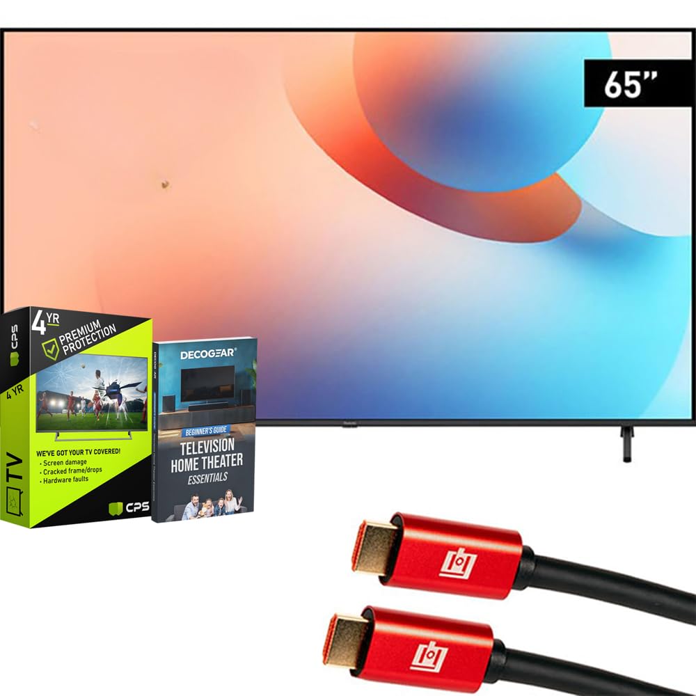 PanasonicTV-65W95AP W95 65 inch Mini LED 4K UHD Smart Fire TV (2024) Bundle with 4 YR CPS Enhanced Protection, 2X 4K HDMI Cable & Deco Gear Complete Home Theater Beginner's Guidebook