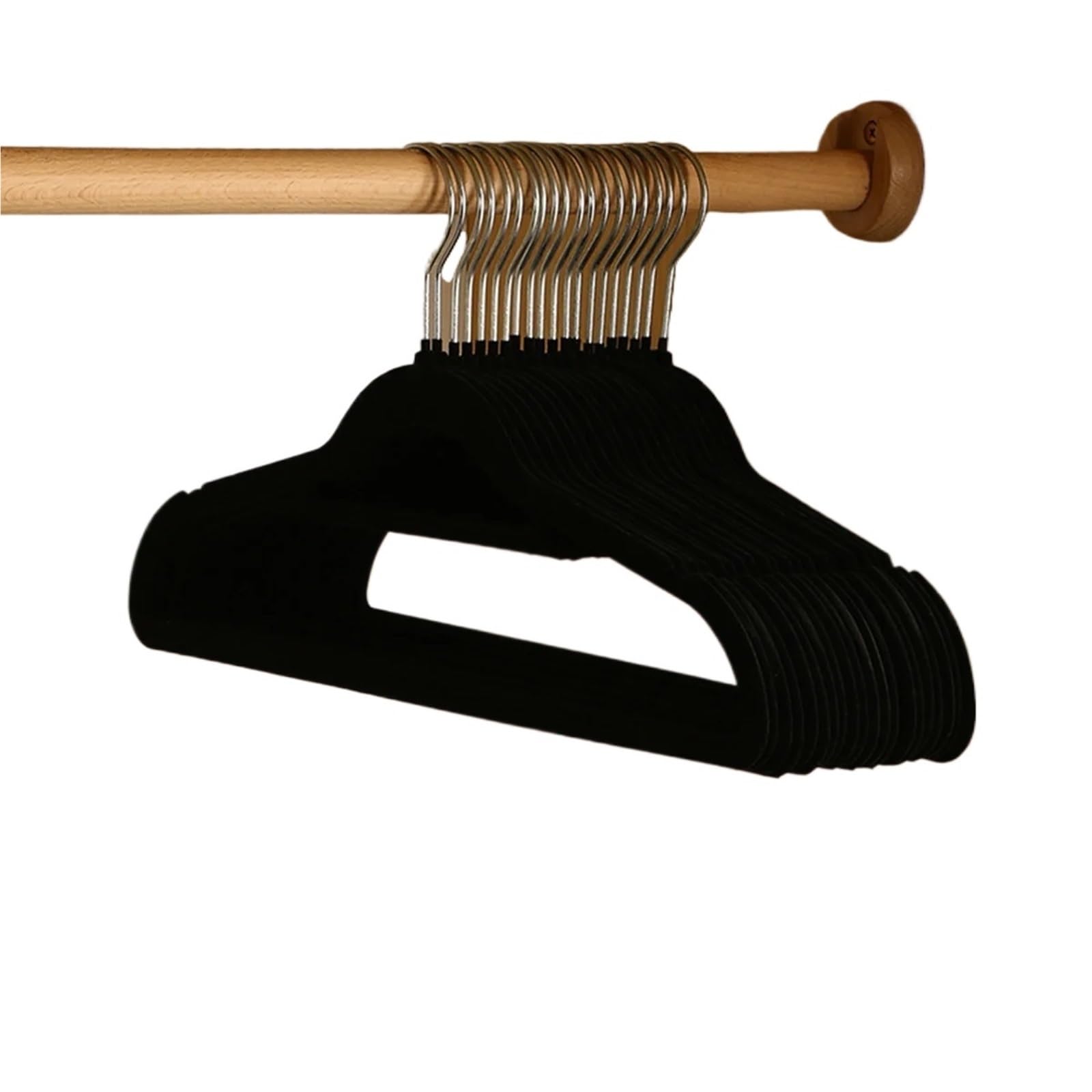 Duexioly Black-10Pcs Velvet Hangers 10Pcs Velvet Clothes Hangers Non-Slip Flocked Felt Solid Heavy-Duty For Storage(Black-10Pcs)
