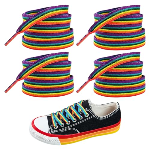 2 Paar Regenbogen SchnüRsenkel,Pride Sticker Bunte SchnüRsenkel,Lgbtq Accessoires,Regenbogen,Gay Pride Outfit Regenbogen Accessoires,Csd Pride Accessoires,Armband Merch Pin Rainbow Bunt Sportschuhe