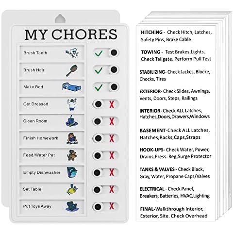 Portable Chore Chart for Family, Reusable My Chores Checklist Board with 10 Blank Paper, Detachable Reminder Board for Kid and Adults, To Do Board for RV, Chores, Travel, Cleaning, Weaning, Routine Cover