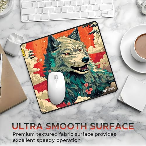 Image of Ant Esports Wolf Mouse Pad 260X210X3mm Anti-fray Stitching, Gaming Mouse Pad Waterproof Surface & Non-Slip Rubber Base Stitched Edges Gaming Mouse Mat for Laptop,Compatible with Laser and Optical Mice