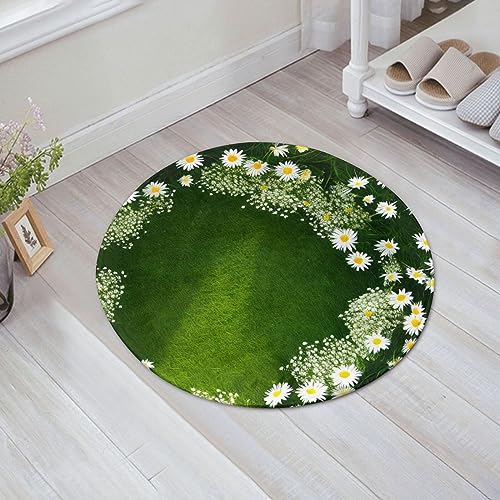 Tapis rond en flanelle lavable et antidérapant pour bureau - 3