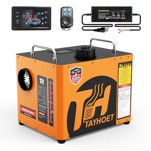 9L Diesel Heater, 12V/24V/110V 8KW Portable Diesel Heaters with LCD Switch, Remote Control for Camping, RV, Garage, Car, Tent, Boat Heater, Orange