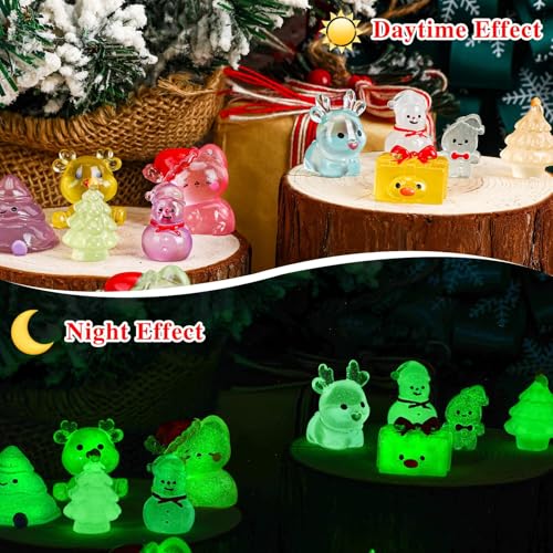 Image of JUNEBRUSHS 50 Pcs Luminous Christmas Mini Resin Figurines