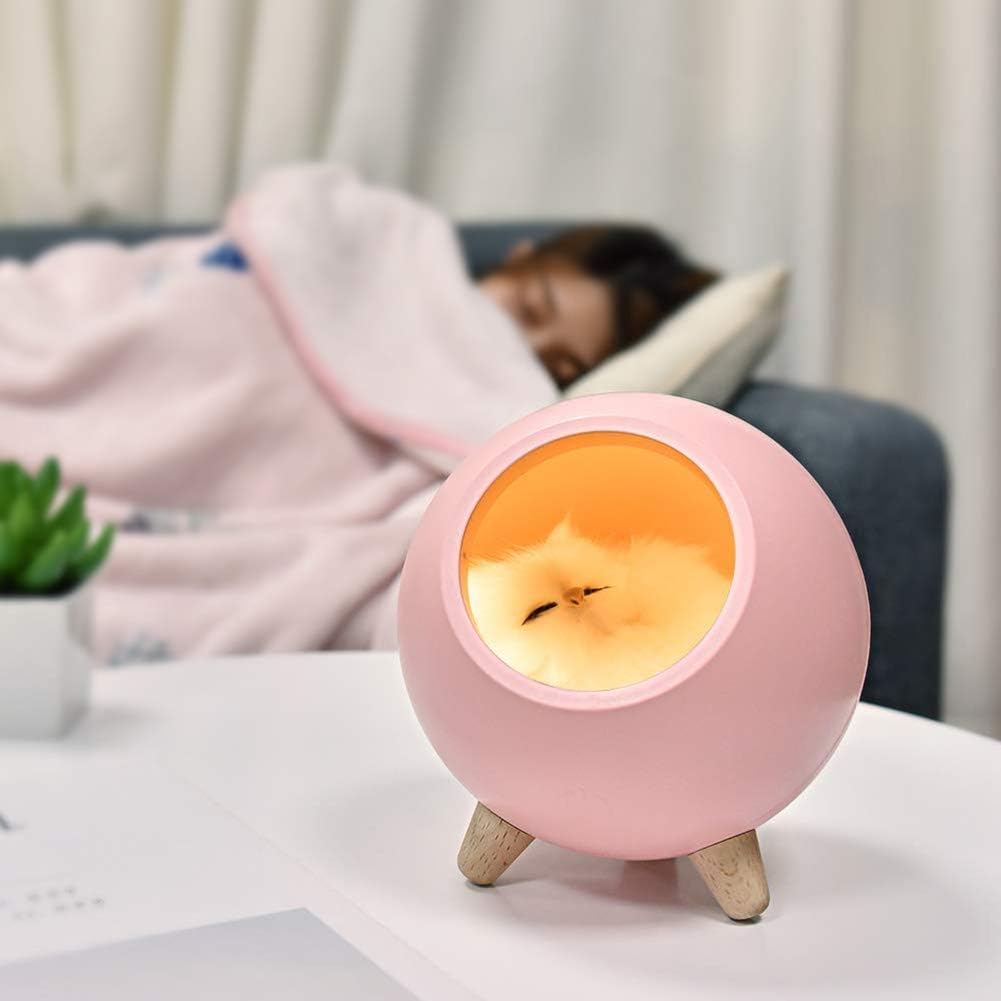 DesirePath Kids Cat Night Light Stepless Dimming Touch Control Cute Little Pet House Atmosphere Light Sleeping Lamp for Bedroom Table Nursery Baby Gift