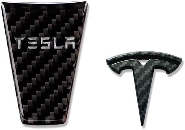 Tesla Model X & Model S Carbon Fiber Steering Wheel Down Black Sticker and T Emblem Logo Modified Decoration - Black