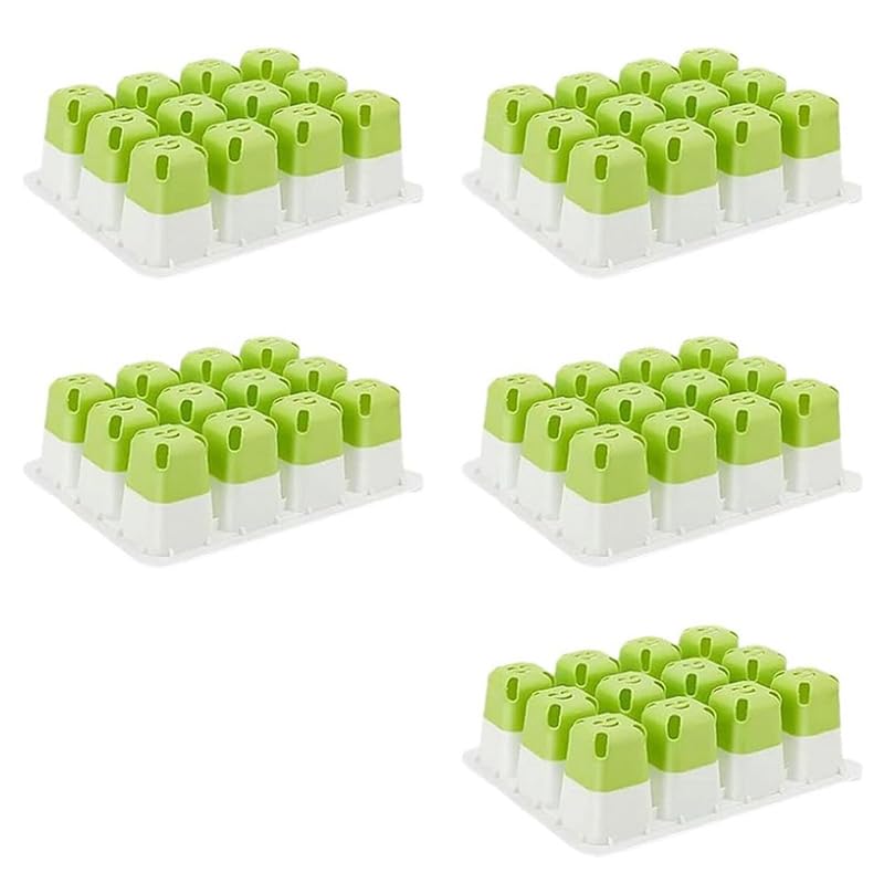 Constprog 5-Pack 12-Cell Reusable Silicone Seed Starter Trays - Ideal for Houseplant Sprouting, Plant Germination and Seedling Growing in Garden or Greenhouse (Yellow)